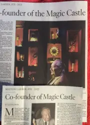 OBITUARY MILTON LARSEN 1931 - 2023 MAGICIAN MAGIC CASTLE CO-FOUNDER HART TO HART