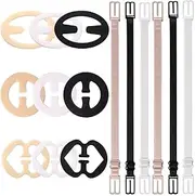 [OBLEGY] 15 Pcs Bra Strap Clips for Racerback, Anti-Slip Bra Strap Holder Clips for Slipping Cross Back Convertors Non-slip Adjustable Elastic Bra Strap Holder to Make Racerback Conceal Straps Clips