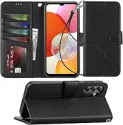 Arae Case for Samsung Galaxy A14/A14 5G Wallet Case Flip Cover with Card Holder,Galaxy A14 Case Wallet for Women/Men with Kickstand Wristlet Strap RFID Blocking (Black, A14/A14 5G-6.6 inch)