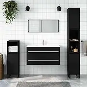 Bathroom Cabinet with Mirror Black Engineered Wood,Modern Bathroom Vanity Cabinet with Mirror: Enhance Your Bathroom Decor with Style and Functionality Furniture Sets