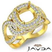 Diamond Engagement Designer Ring Pave 14k Yellow Gold Cushion Semi Mount 1.8Ct