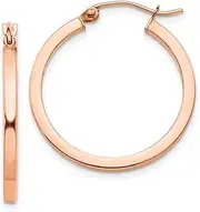 [JewelryWeb] 14k Rose Gold Light Weight Square Tube Hoop Earrings 25mm long 2mm Thick-Hoop Earring for Women