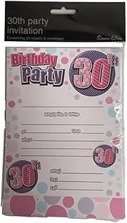 Simon Elvin 30th Birthday Invitations (Pack of 20) (UK Size: One Size) (White/Pink/Blue)