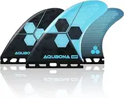 AQUBONA Honeycomb Fiberglass Performance Surfboard Fins Twin,Thruster (3 Fins) or Quad Single Tab or Twin Tab Size with Fin Bag, Screws，Key