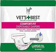 Vet's Best Comfort Fit Dog Diapers - Disposable Female Dog Diapers - Absorbent with Leak Proof Fit - Large/X-Large (23.5-31.5 Inch Waist) - 30 Count