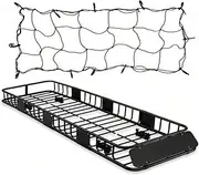 84"x23"x6" Long and Narrow Car Roof Rack Cargo Carrier Rooftop Basket and Net Heavy Duty Weather Resistant Luggag