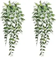 AU008-7 Hanging Artificial Plant Pea Pod Vines 2 Pcs Decorative Arrangementï¼ Decorative Plants Suitable for Hanging on Shelves Cabinets Decorative Walls