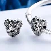 Solid 925 Sterling Silver Gentle Heart CZ Charm