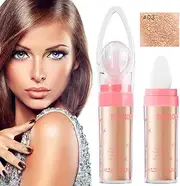 Fairy Highlight Patting Powder Long Wearing Highlight Powder Sticks Reusable Body Glitter Highlighter Stick Three-Dimensional Face Brightens Makeup Stick for Face Eyes Lips(03 copper)