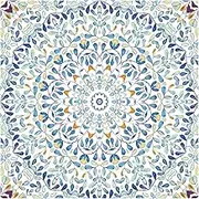 HaokHome Peel and Stick Wallpaper Morocco Tiles Removable Blue/Yellow/Orange Bathroom Home Wall Decor 0.45m X 3m