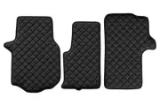 Black with White Eco Leather Floor Mats for Volkswagen Crafter II 2016+ LHDrive