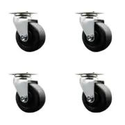 4 Inch Polyolefin Wheel Swivel Caster Set with Roller Bearings SCC