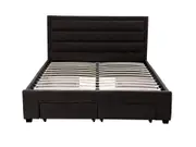 Double Greta Fabric Bed Frame Base with Storage Drawer-Charcoal