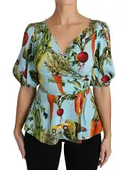 Dolce & Gabbana Vegetable Print Silk Top Women's Extravaganza Authentic