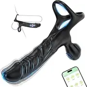 [LONZYON] Anal Dildo Vibrator Vibrating Strap On Dildo Butt Plug with 10 Vibration Modes, Male Cock Ring Penis Sleeve Vibrator with APP Control,Clitoral Stimulator Adult Sex Toys for Men Couple Women Pleasure (APP Control)