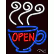 NEW "OPEN COFFEE" 31x24 W/LOGO REAL NEON BUSINESS SIGN w/CUSTOM OPTIONS 11760
