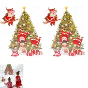 2pcs Christmas Window Clings Stickers Self Adhesive Xmas Tree Window Decals for Party Holiday Home Decor