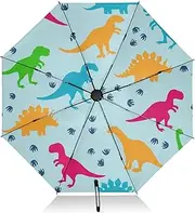 [RPLIFE] Compact Umbrella, Umbrella Strong Windproof, Automatic Open/close, Compact Size for Women Backpacks/Handbags, Colorful Dinosaur Blue