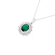 Silver Green Cluster Pendant in Green