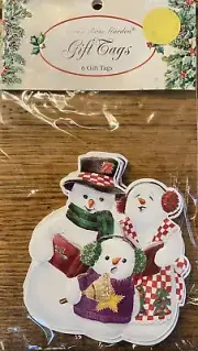 New 6 SNOWMEN CAROLERS Carol’s Rose Garden Christmas Gift Tags EMBOSSED