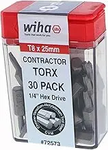 Wiha 72573 Torx Bits, T8, 30-Pack