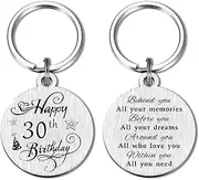 [FALOGI] 30th Birthday Keychain, Happy 30 Year Old Birthday Gifts for Men Women, for Him Her