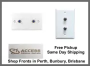 100 x BULK Hills Double F-type White Wall Plate Telstra Foxtel Approved COAX