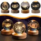 LED Crystal Table Lamp USB 3D Moon Galaxy Night XmasDecor Gift3 Light F3X2