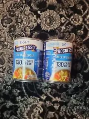 2 CANS Progresso Light Chicken Noodle Soup 18.5 oz Can all white meat