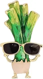 [FRCOLOR] Funny Green Onion Glasses Brooch Metal Pin for Women's Clothing Suit Backpack and Hat