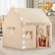 Large Kids Tent Playhouse with LED Lights Kids Toddler Play Tent,Outdoor Playhouse Tent for Baby Princess Castle Tent,Kids Indoor Play Room Toys for Boys Girls 3-10 Years Old