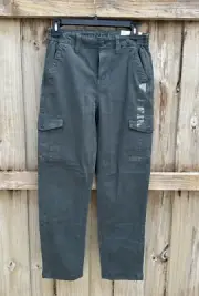American Eagle Cargo Pants Army Green Size 0 25W Regular Stretch High Rise STR