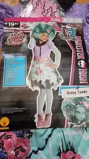 HALLOWEEN COSTUME Monster High Honey Swamp Girl M 8-10 Dress Belt Tights Cute