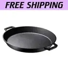 Durable Non-Stick 16-Inch Cast Iron Skillet - Oven Safe with Large Loop Handles