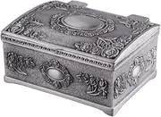 Feyarl Vintage Tiny Trinket Box Mini Treasure Chest Jewelry Box with Floral Engraved