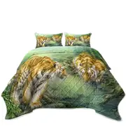 Wildlife Animal Art Two Tigers in the Jungle Coverlet