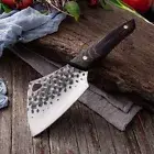 Kitchen Cleaver Knife Butcher Slicing Forged 5Cr14Mov Steel Wood Handle 8 Inches