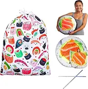 TILTECH Sushi Blanket Gift Bundle, Gift Bag Including Giant 6 Foot Blanket, Sushi Pillow, Authentic Japanese Chopsticks & Sushi Gift Bag