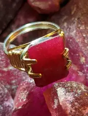 Ruby Ring - 7 Cts Approx. - Size 7 3/4 - Natural Ruby Highly Saturated Red