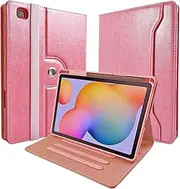 [E NET-CASE] Slim Case for Samsung Galaxy Tab S6 Lite 10.4 Inch 2024/2022/2020 with S Pen Holder, Shockproof Cover with Clear Transparent Back Shell,Multi-Angle Viewing (Pink)