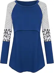 [ZSQBQ] Women Pregnancy Nursing Tops Clothes Button Decor Short Sleeve Comfort Loose Maternity Breastfeeding Shirt