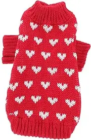 PENIKOKO Dog Knitted Sweater for Small Dogs Warm Heart Pattern for Puppies Valentine's Day Style for Cold Weather and Everyday Wear s