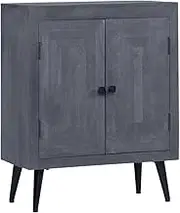 Solid Mango Wood Sideboard Cabinet, Handcrafted Storage Buffet for Hallway, Stable Wood Furniture Display, 60x30x76 cm