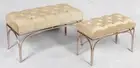 Tufted velvet sets bench seating 2pieces with Gold metal base -Popular Beige