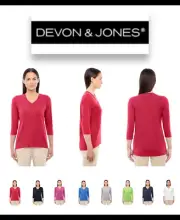 DP184W Devon & Jones Ladies' Perfect Fit Bracelet-Length V-Neck Top