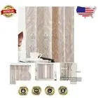 Vintage Print Damask Curtains - Light Filtering 63 Inch Linen Blend Drapes Set