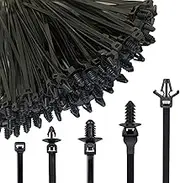 160Pcs Universal Nylon Push Mount Cable Zip Tie, Self Locking Strap, Heavy Duty UV Resistant, 5 Most Popular Sizes, for Indoor Wire Tying Construction Auto etc