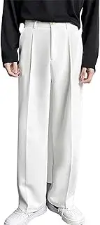 [Generic] Suit Pants Men Golf Trousers Loose Fit Straight Leg Pleated Formal Elasticated Dress Pants Stretch Smart Casual Business