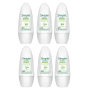 6 X Simple Soothing Anti-Perspirant Roll-on Deodorant For Sensitive Skin - 50ml