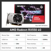 SEJISHI Video Card RX 550 4GB Graphics Cards 128Bit GDDR5 AMD GPU RX550 4GB Mini